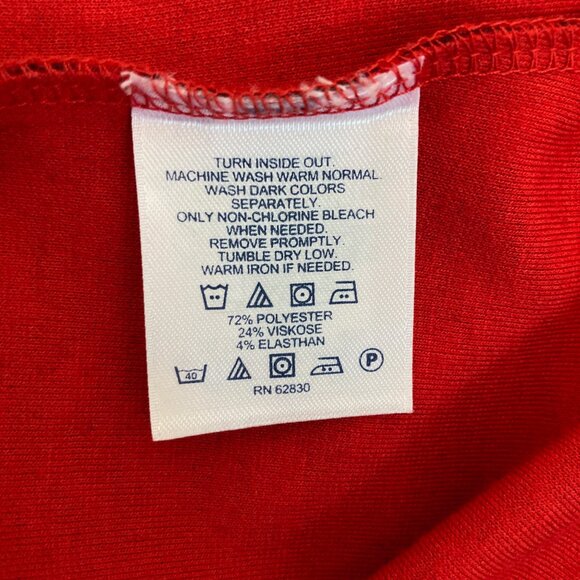 Lands End Dress Womens Large Red Jersey Faux Wrap Graphic Print Career Office - Picture 9 of 10